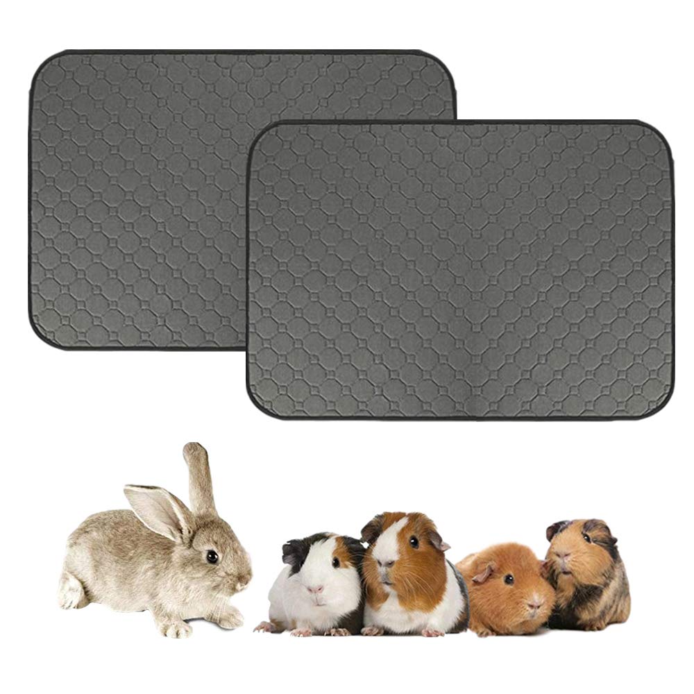 Guinea Pig Fleece Cage Liners, Pet Washable Pee Pad, Waterproof Reusable Dog Cat Mat, Anti Slip Small Animals Bedding with Super Absorben - 18"x 24" (2pcs-S)