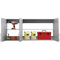 Prepac Elite 3 Door Wall Mounted Storage Cabinet, 54" W x 24" H x 12" D, Light Gray