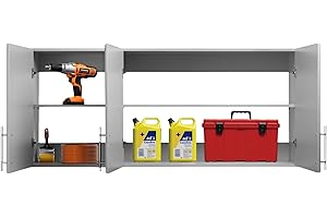 Prepac Elite 3 Door Wall Mounted Storage Cabinet, 54" W x 24" H x 12" D, Light Gray