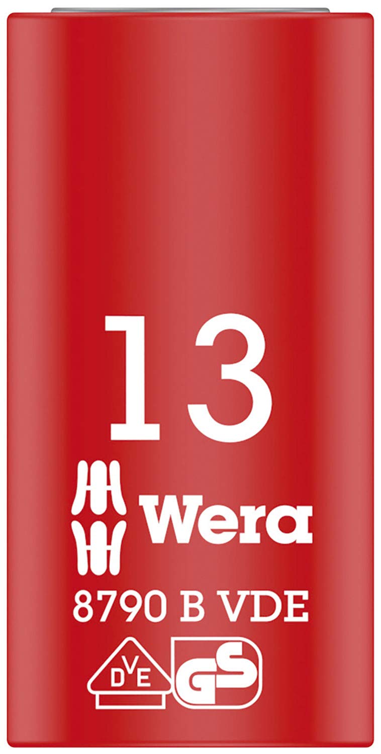 Wera 8790 B Zyklop Vde 3/8" Drive Socket, 13 x 46 mm, 05004957001, Red and Yellow, 13