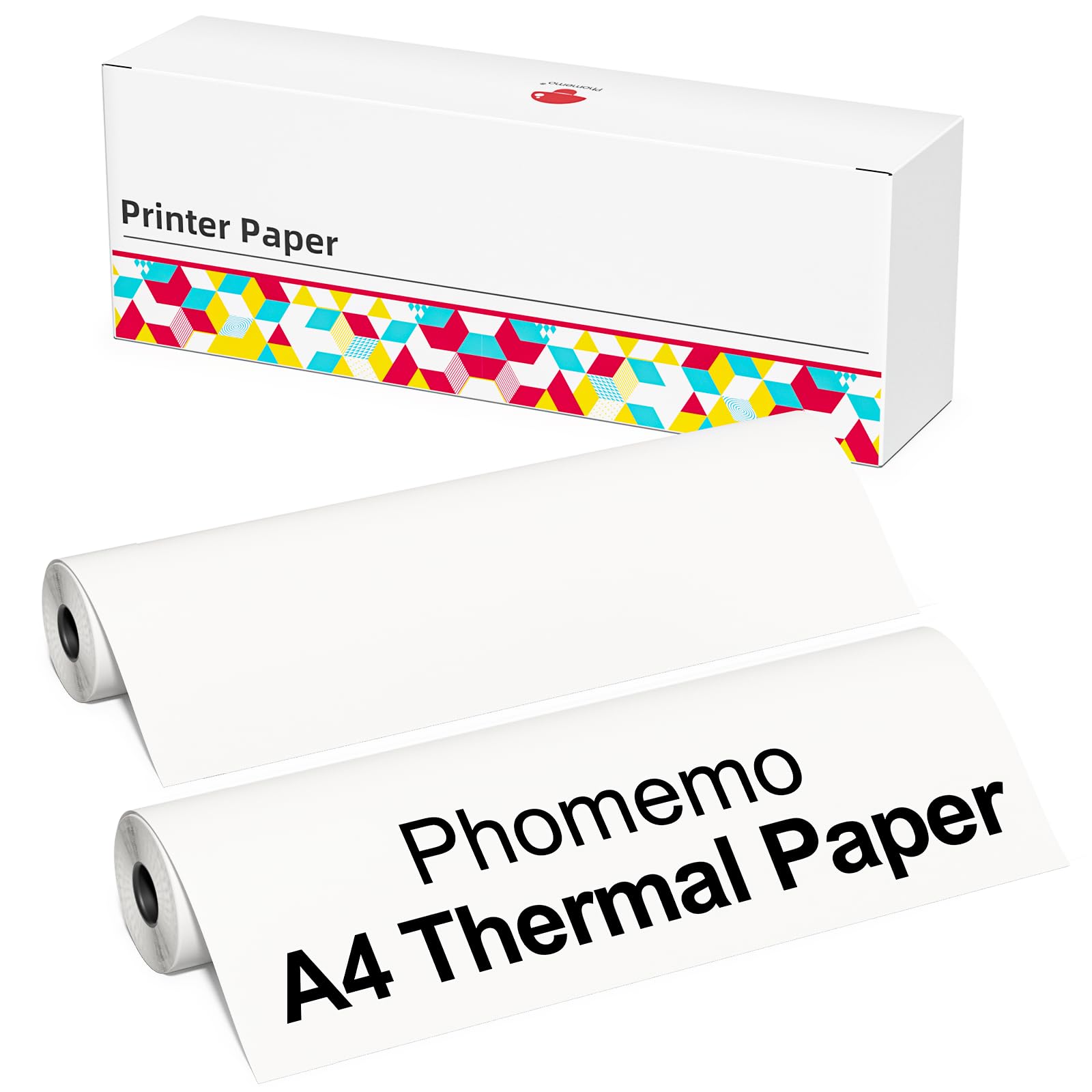 Phomemo A4 Thermal Printer Paper, 210mm x 6.5m (8.27" x 256"), Compatible with Phomemo M832/M833/M834 Portable A4 Printer, for Travel, Home, Office, Photos, Invoices, Contracts, 2 Rolls