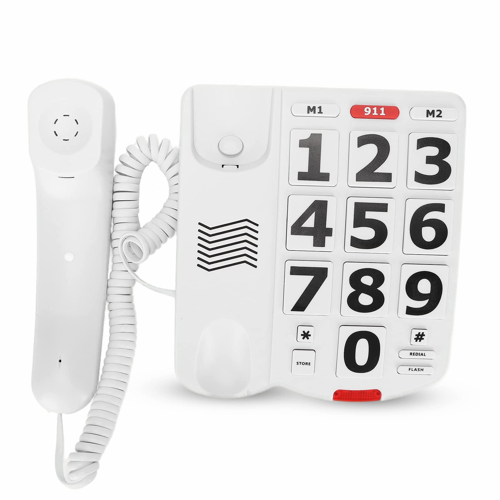 Big Button Phone for Seniors, Corded Landline Telephone with One-Touch Dialling Function and Loud Ringer, for Hearing and Visually Impaired Seniors