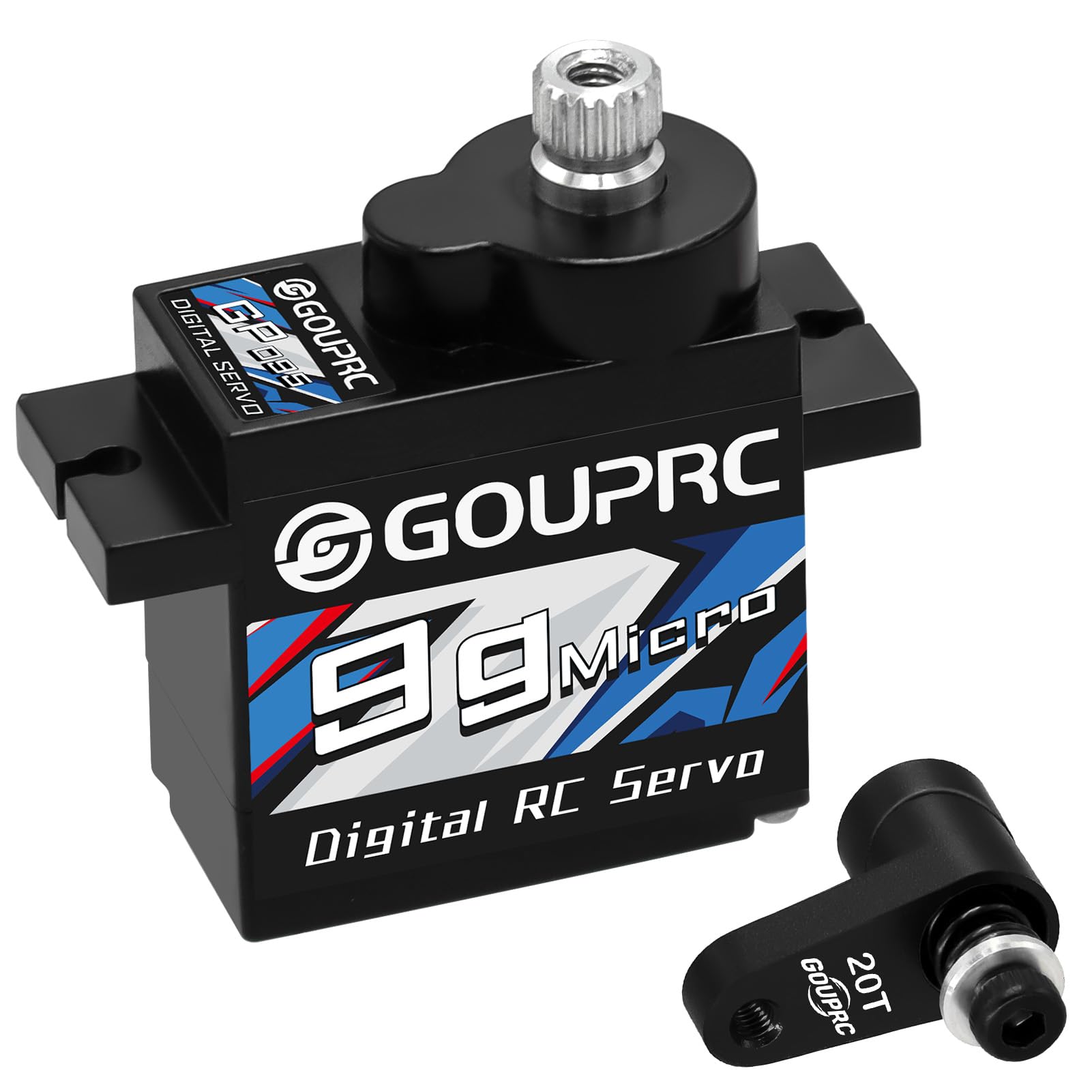 Photo 1 of GOUPRC 9G Micro Digital Servo of Metal Gears for ARRMA Granite GROM 1/18 Typhon GROM 1/14 Mini Mojave GROM 1/14 RC Car Buggy Truck, Upgrade Servo Parts with 20T Servo Horn Black