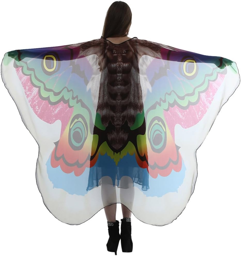VOYOAO Costume Accessory Womens Chiffon Butterfly Wings Shawl Transparent