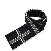 Villand Luxurious Mens Striped Merino Wool Scarf - Gift Box Wrapped Winter Soft Warm Thick Knitted Neckwear for Men