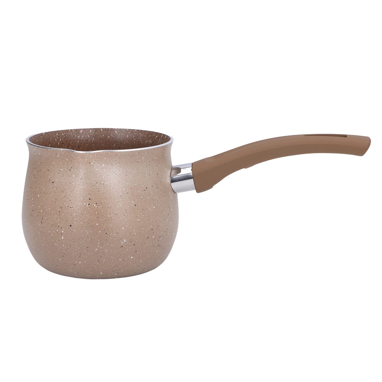 Milk Pan Coffee Pot 10cm Cooking Pot Mini Milk Butter Warmer Single Handle Soup Pan for Cooking (Brown)