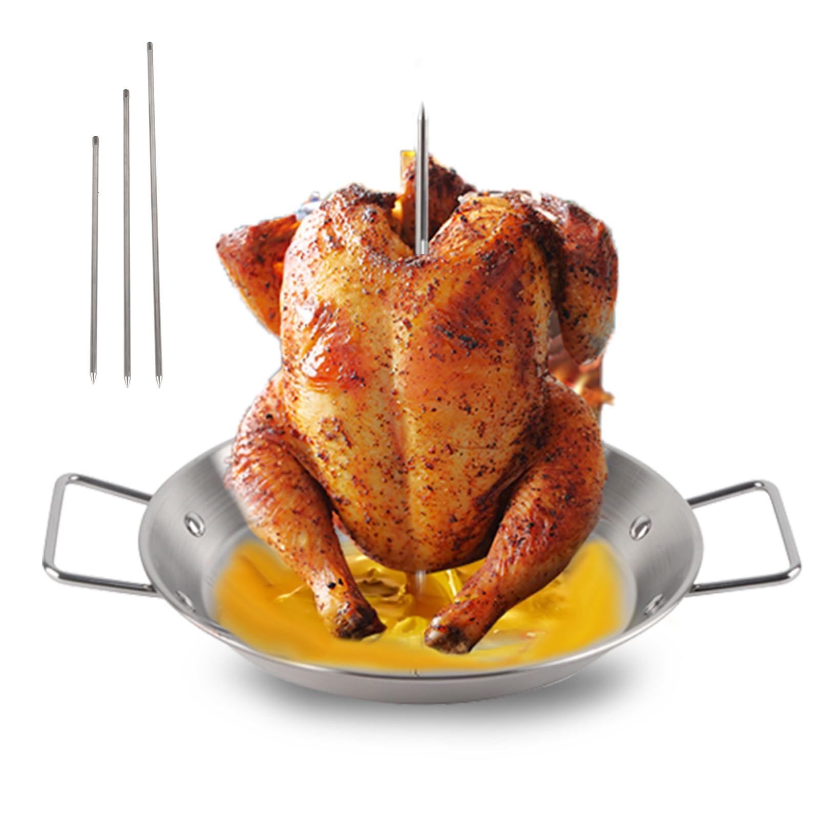 Vertical Skewer for Grill Al Pastor, Skewer Brazilian Vertical Spit Stand for Grilling, Tacos Al Pastor, Shawarma, Kebabs, Gyros, BBQ Grilling Accessory with 3 Removable Spikes