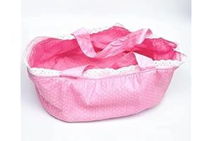 BABYFERE Reborn Baby Dolls Baskets Pink Crib Bed Soft Carrier for 17-22 inch Baby Doll Accessories Baskets with Handle