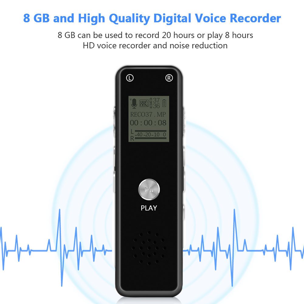[Newest 2019] Digital Voice Recorder, Sencam Password Protection 8GB 1536kbps Digital Stereo MP3/LPCM Voice Recorder Mini Voice Activated Recorder for Lectures Meetings Interviews Class Concerts