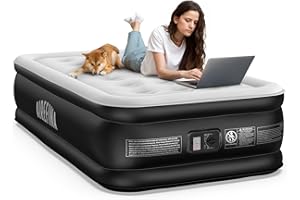 Airefina Twin Air Mattress with Built-in Pump Raised for Guests Home, 18" Blow Up Mattress Self Inflatable Mattress in 2 Mins Portable Foldable Anywhere Air Bed with Carrying Bag Colchones Inflables