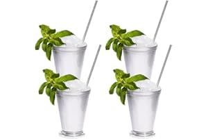 Sol Living Mint Julep Cups Set of 4, 12 oz Stainless Steel Lining Silver Cups Handcrafted Cups Barware Set for Cocktails Mixe