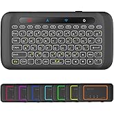 Mini Wireless Keyboard,H20 Mini Keyboard with Touchpad,Colorful Backlit Small Wireless Keyboard,Full Size Touchpad,Handheld I