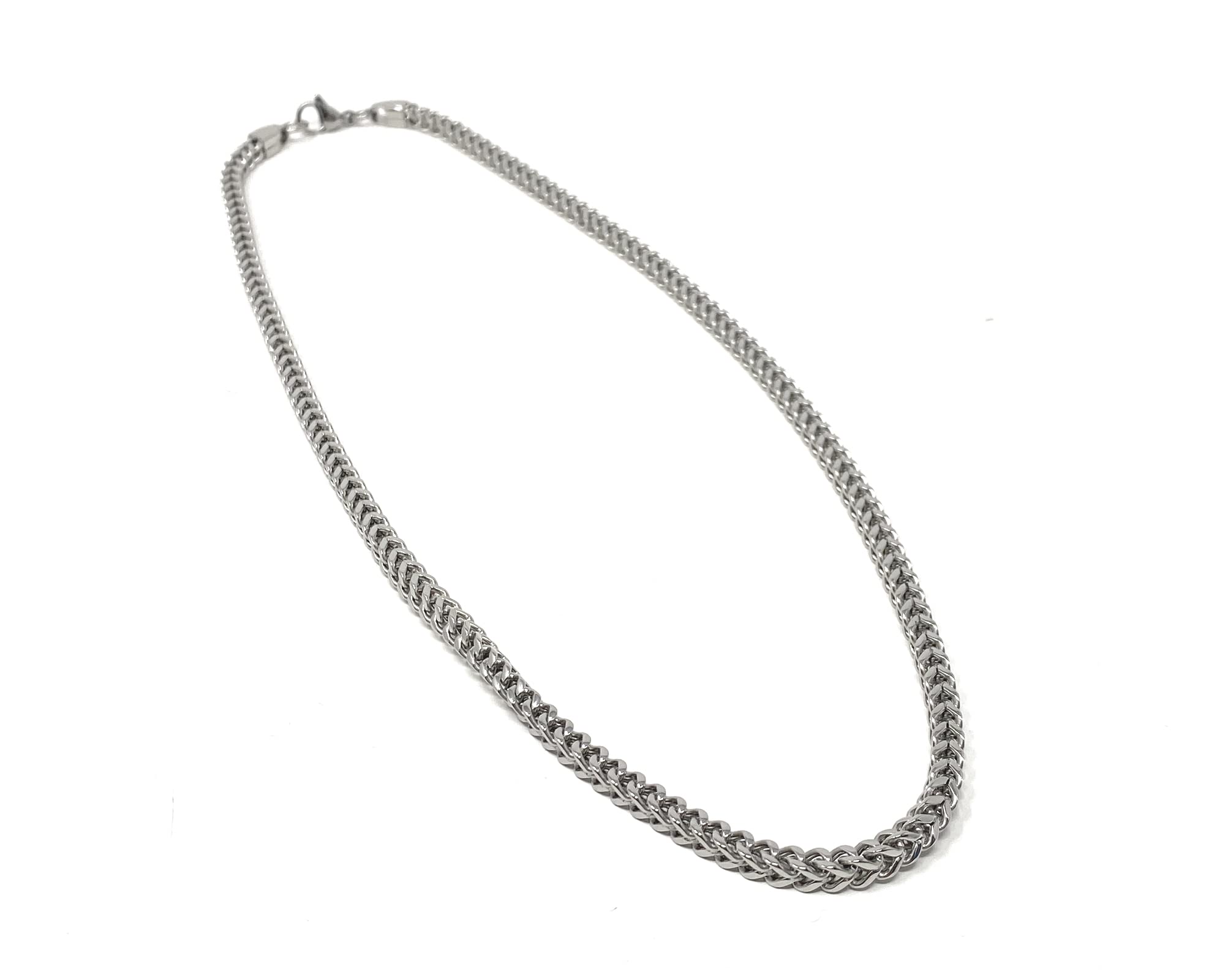 Men's Polished Stainless Steel 51 cm 20 Inch Square Wheat Weave Chain Necklace with Gift Bag for Men or Boys