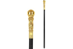 SEROVENIC Gold Costume Walking Cane – Elegant Prop Stick Dress Pimp Canes Halloween Staff Costume Accessories for Adults and Kids