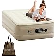Simpli Comfy 18" Raised Twin Inflatable Air Mattress with Built-in AC Pump, Fast Self-Inflating Blow Up Air Bed with Waterproof Top for Home, Travel, Camping 75” x 40” x 18"…