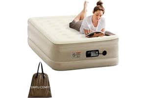 Simpli Comfy 18" Raised Twin Inflatable Air Mattress with Built-in AC Pump, Fast Self-Inflating Blow Up Air Bed with Waterproof Top for Home, Travel, Camping 75” x 40” x 18"