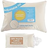 LOFE Organic Pillow with Pillowcase - 20x36 King Size Pillow with 100% Organic Cotton Shell, Adjustable Loft Organic King Plilow, Machine Washable, Soft, Perfect for Adults&Couples