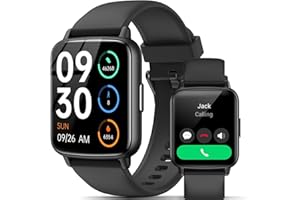 JeeJTek Smart Watch, 1.83" HD Smartwatch for Men Women (Answer/Make Calls), Fitness Watch with 100+ Sport Modes, IP68 Waterproof/Heart Rate/Sleep Monitor, Activity Trackers for iOS/Android (Black)