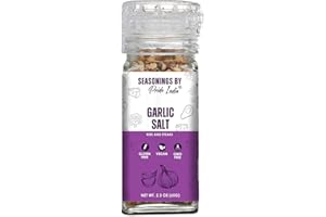 Garlic Salt 2.3 oz (65 gm) w/Convenient Grinder Cap Savory Tangy Taste | Himalayan Pink Salt Minced Garlic Mix for Savory Dis