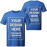 Custom T Shirts for Men Women, Personalized Shirts with Photo Logo Text, Customized T-Shirt Front & Back Print