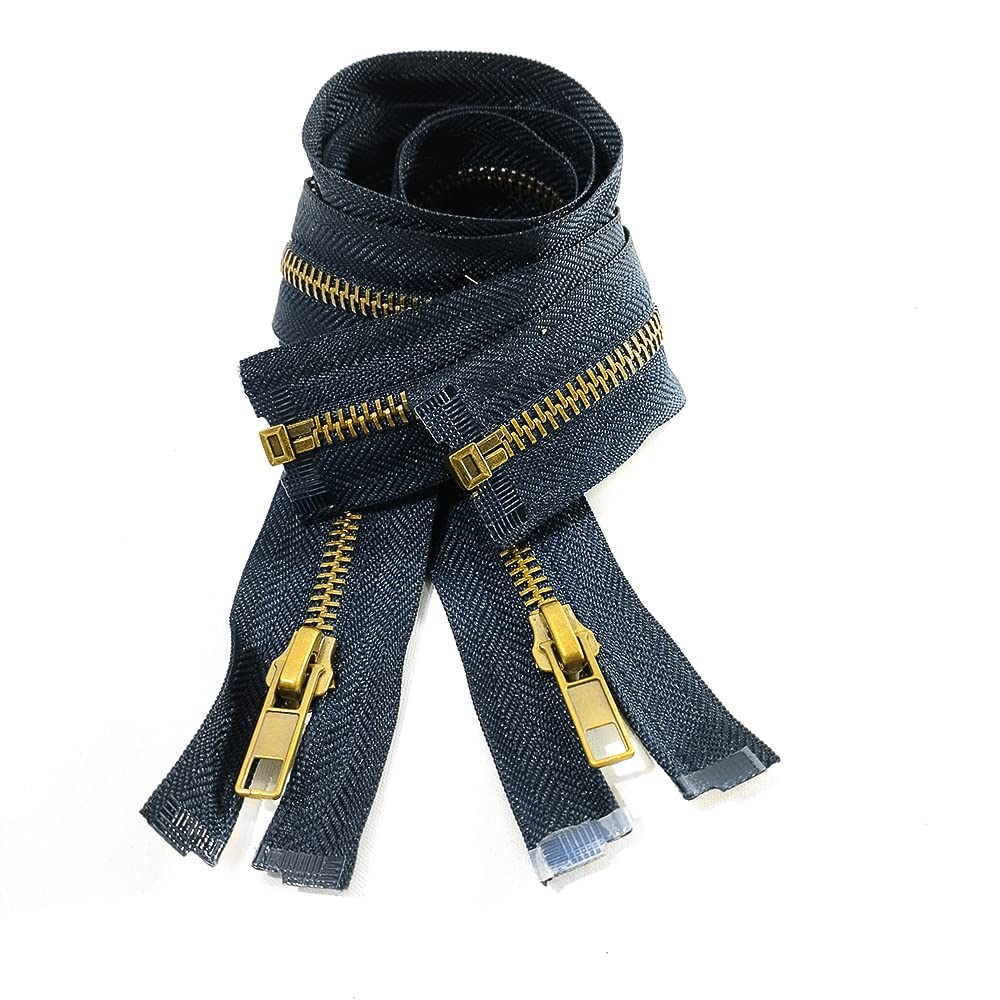 2 Aged Brass Zippers #5, 2 Pieces, Zipper for Sewing, Jackets, Clothing, Crafts, (75cm,color1320)