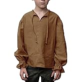 Eymitory Boys Pirate Shirt Costume Kids Medieval Renaissance Costume Ruffled Long Sleeve Halloween Scottish Jacobite Tops