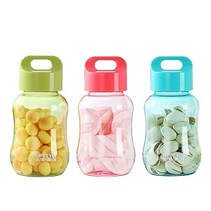 UPSTYLE 6oz Kids Small Water Bottle Food Grade Plastic Mini Cute Juice Travel Sports Wide Mouth Mugs in Bulk for Milk/Coffee/Tea Kitchen Storage Cups for Snacks Lunch Box