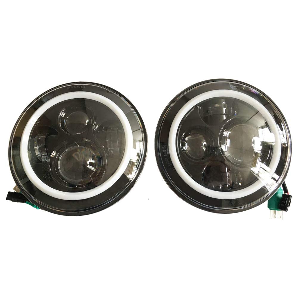 SXMA 7 Inch Round LED Headlights with Amber DRL Turn Signal Halo Hi/Lo Beam Led Headlamp for Wrangler JK (2PCS)