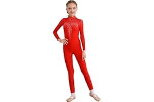 CHICTRY Kids Girls Full Body Long Sleeve Gymnastics Leotard Sparkly Bodysuit Dance Figure Skating Unitards Jumpsuit