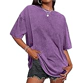 Oversized Tshirts for Women Short Sleeve Crew Neck Vintage Washed Basic Loose Casual Tees
