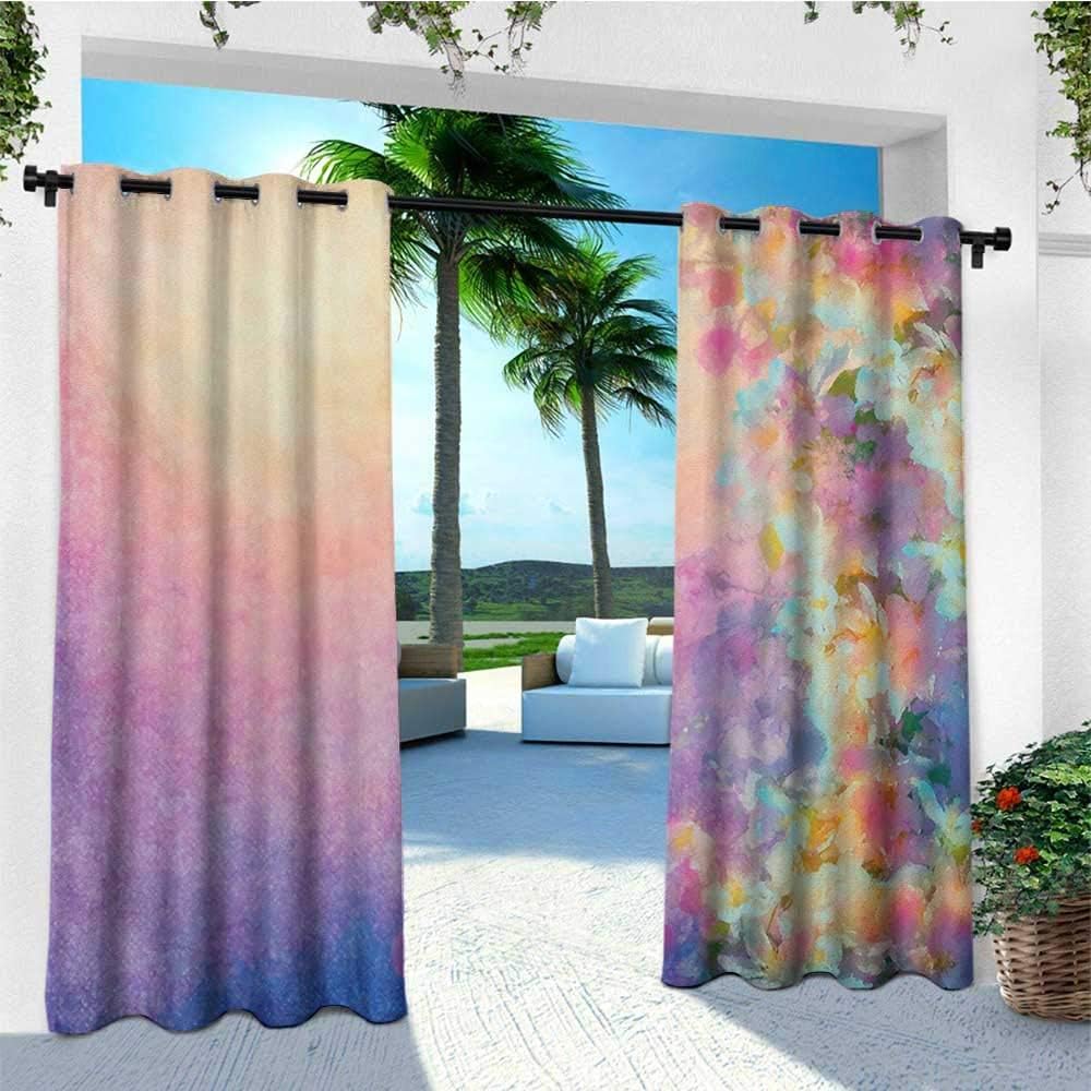 Leinuoyi Purple Outdoor Curtain Panel Design Watercolor Style Effect Spring Cherry Blossom Japanese Asian Nature Print For Patio Furniture W108 X L96 Inch Marigold And Purple Amazon Co Uk Kitchen Home