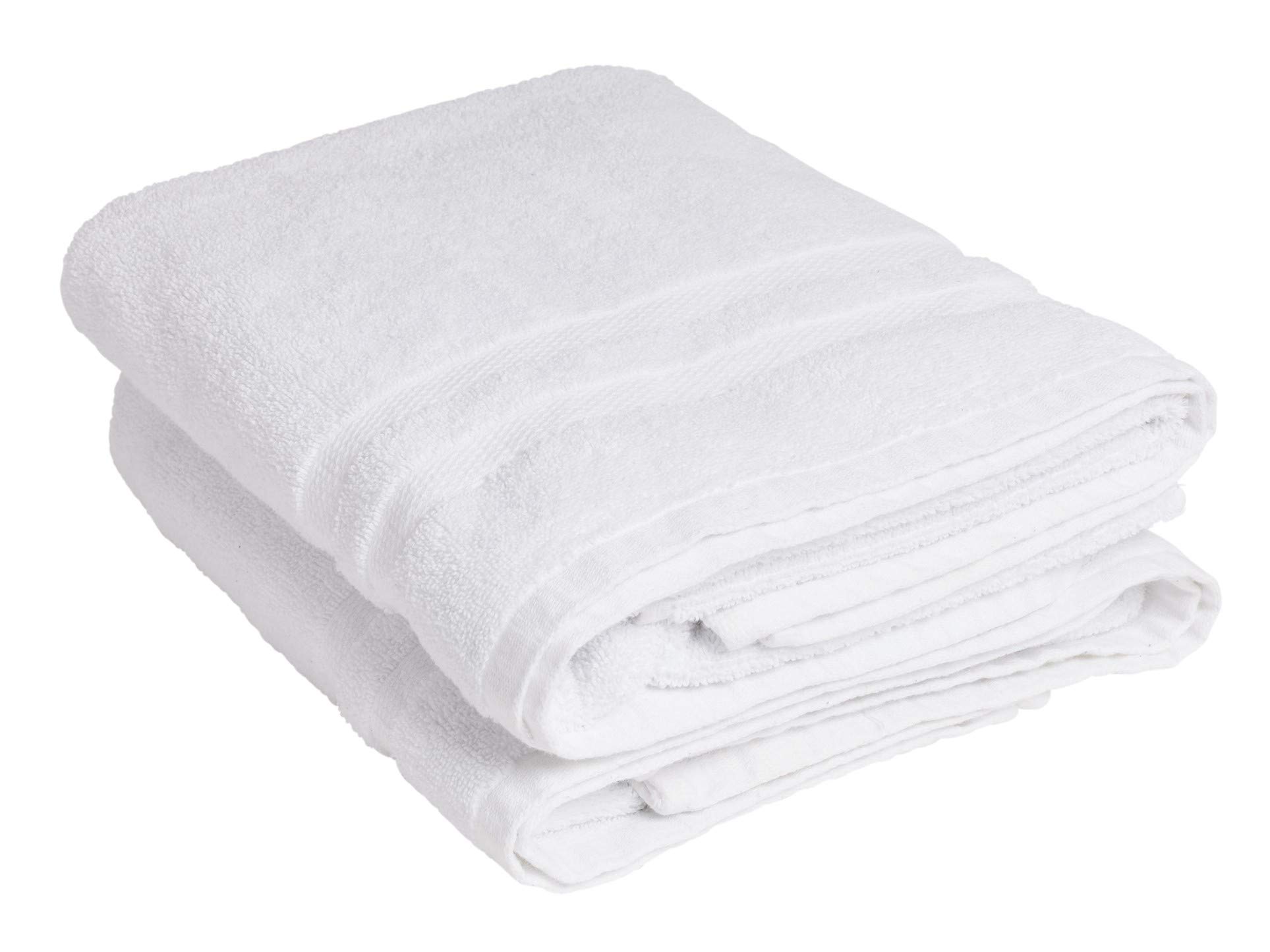 Living Fashions Luxury Bath Towels Large - 600 GSM Soft Ringspun Premium Cotton - White Absorbent Hotel Towel Sets for Bathroom - 30 x 54 Inch - Set of 2 - Perfect Towels for Bathroom