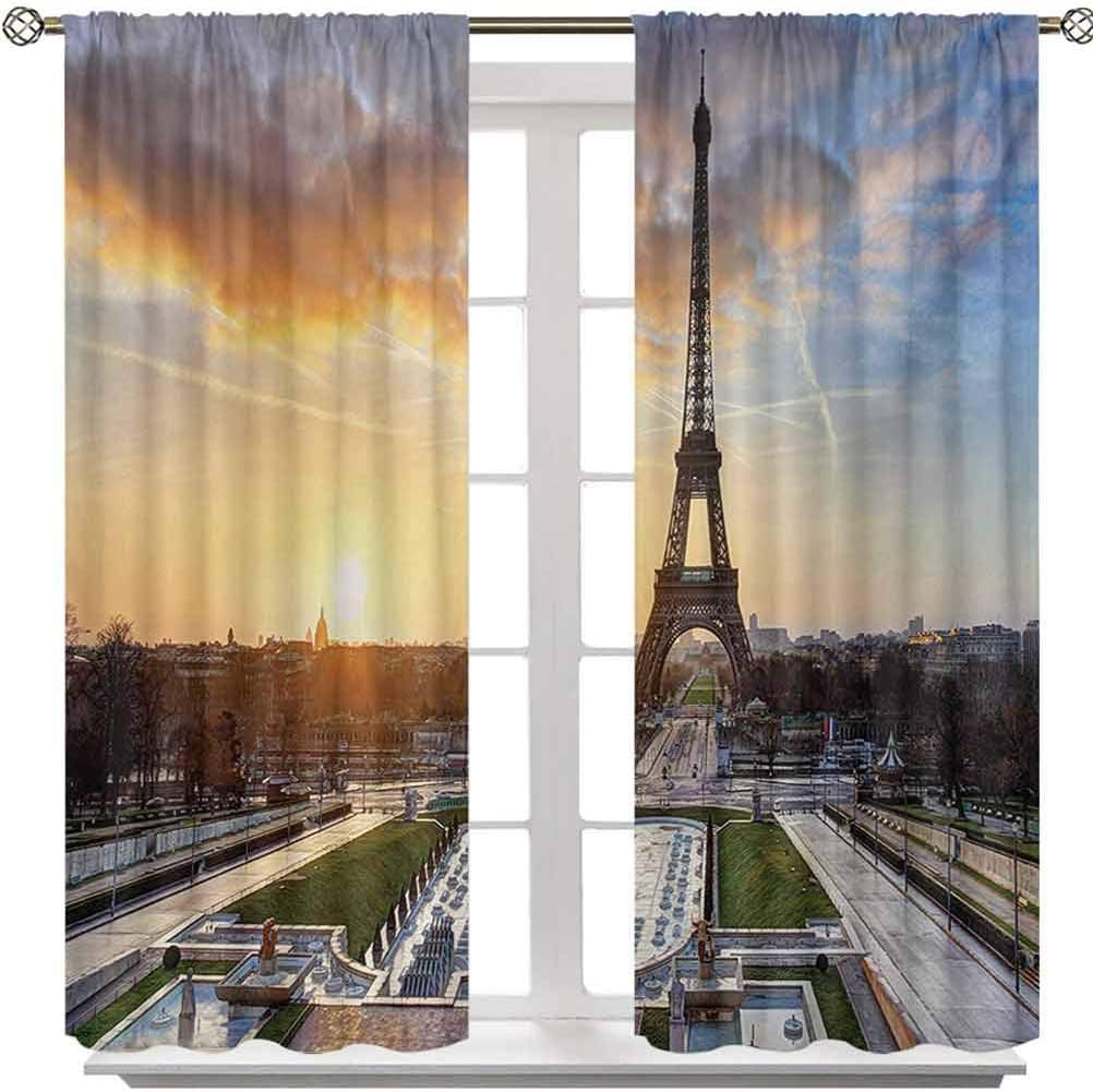 Aishare Store Bedroom Curtains, Sunrise in Paris with The Eiffel Tower