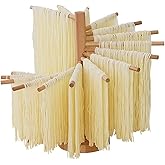 Collapsible Pasta Drying Rack Wooden Spaghetti Stand Dryer with 16 Suspension Rods Homemade Fresh Noodle Hanger Easy Storage(
