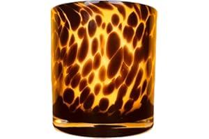 Hapton House Tortoise Shell Glass Candle Holder - Votive and Small Pillar Candle Holder - Leopard Print - Cheetah Print - Animal Print - Tortoiseshell - Candle Jar - Wedding - Holiday Decor - Large