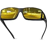 FIONOFY Night Driving Glasses for Men Women Fit Over Sunglasses Anti Glare Polarized HD Night Vision Glasses