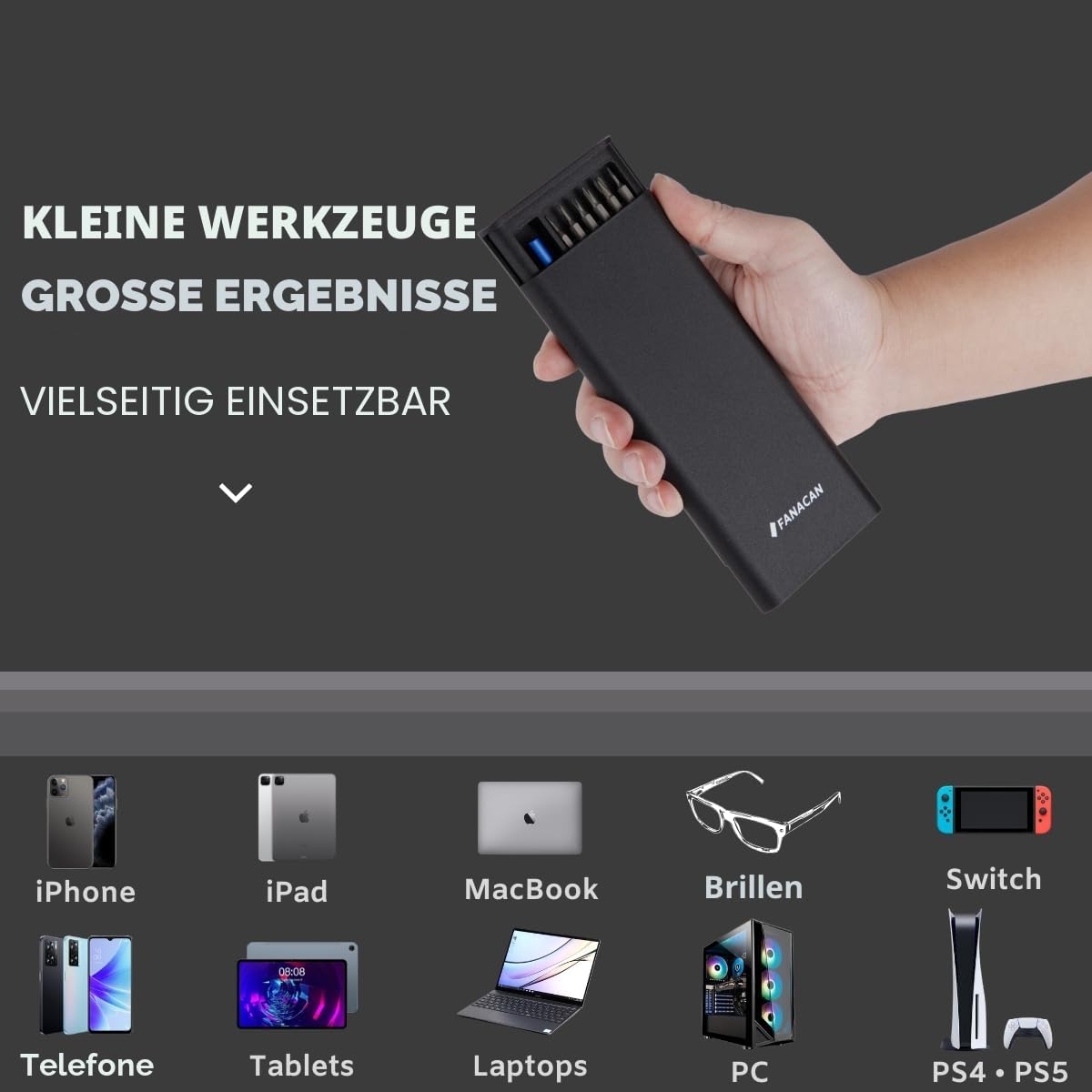 FANACAN Feinmechaniker Schraubendreher Set, Mini Werkzeug Set mit Torx T5 T6 T8 T9 T10, usw, Reparatur Kit für iphone, ipad, Macbook, Switch, PS4, PS5, Xbox, Laptop, Computer, PC, Brille, Uhren, usw 2
