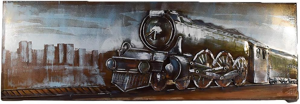 Amazon Com Elitetreasures Train Industrial Chic Metal Wall Art