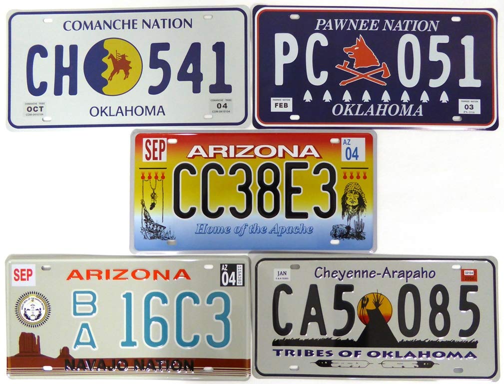 OPO 10 - Set of 5 Metal USA Car LICENSE PLATES - Replica Real American American Indian Tribes Plates