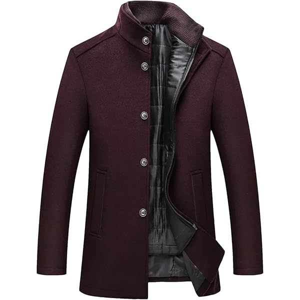 ジャケット・アウター Standcollar Wool Coat Men Jacket Dium Length Woolen Trench Coat Male Spring Autumn