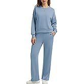 H Hellisal Womens Sweatsuits 2 Piece Sets 2026 Spring Travel Vacation Outfits Long Sleeve Wide Leg Pants Lounge Sets