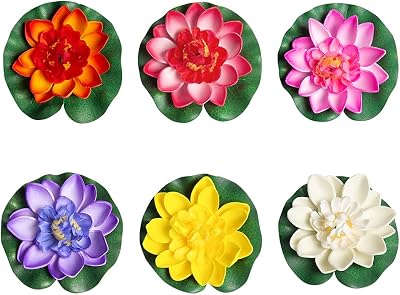 Sixfolo Set of 6 Artificial Lotus Foam Flowers 10 cm Floating Lily Decoration