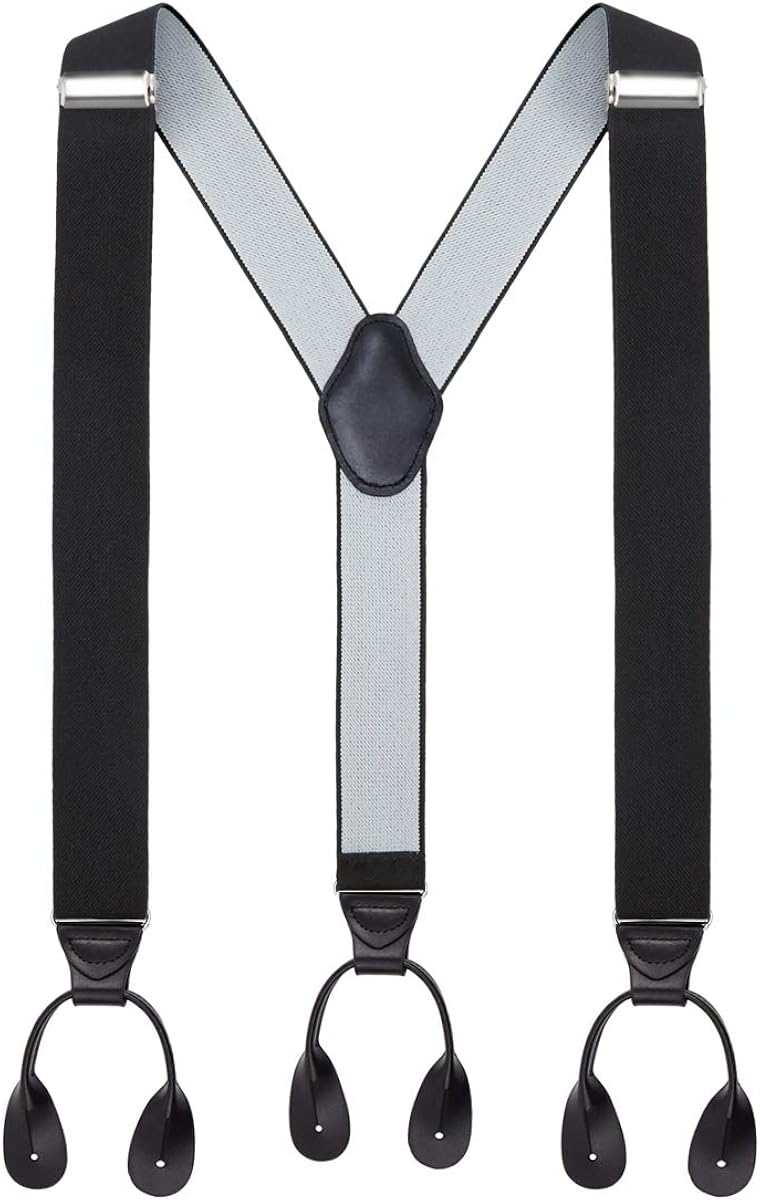 Mens Button End Suspenders for Men 49 Inch YBack Adjustable Elastic