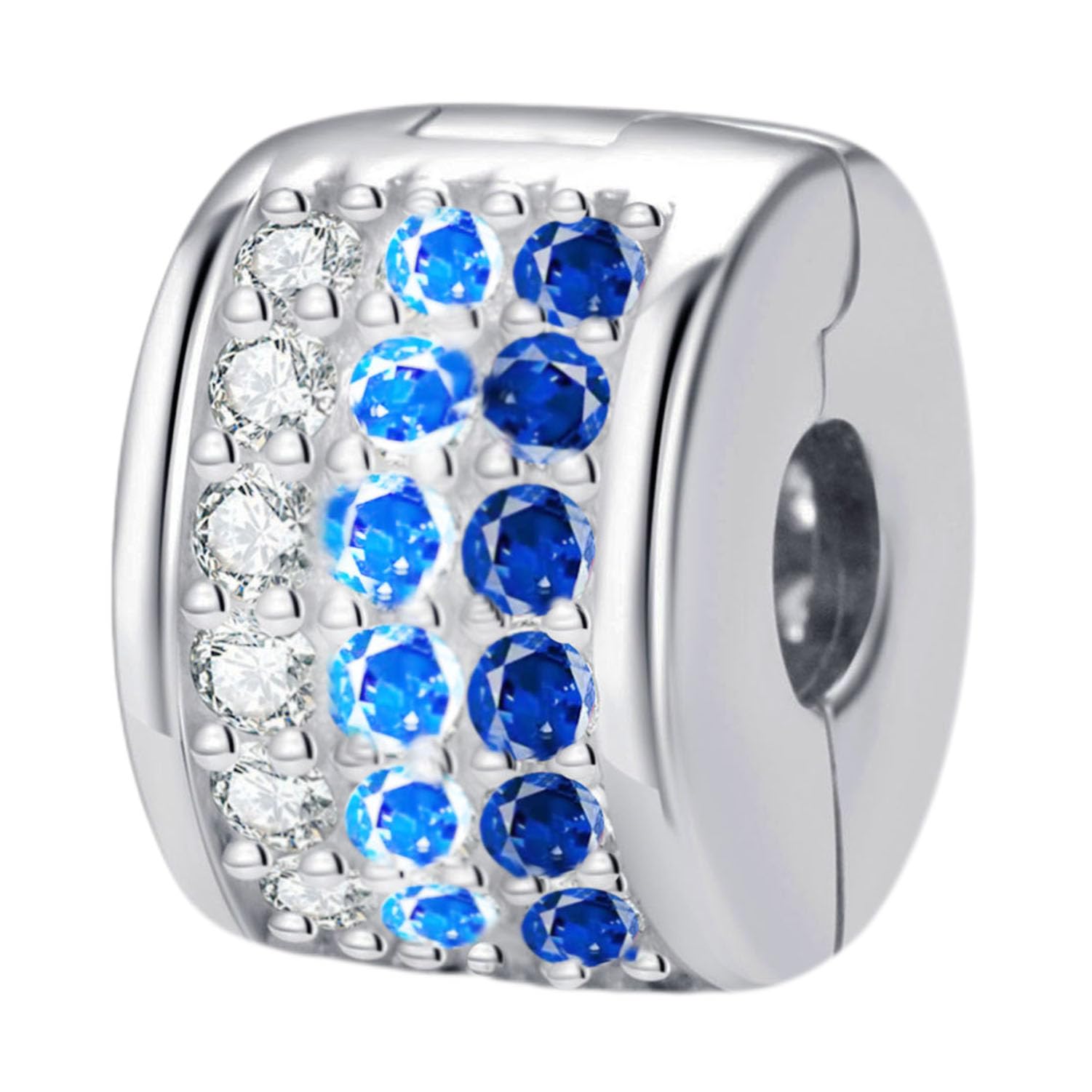 925 Sterling Silver Clip Stopper Charm Stopper Charm Clip Charm Spacer Charm for Pandora Charm Bracelet (Blue)