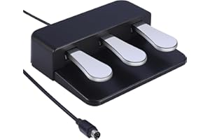 WikrOck Portable 3-Pedal Board unit for Electric pianos keyboards, Soft & Sostenuto & Sustain pedal 3-Pedal Compatible With Yamaha P125 P121 P515 DGX670 Digital pianos keyboards (Black + Silver)