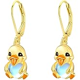 Dreamboat Hypoallergenic Animal Dangle Drop Earrings for Women 925 Sterling Silver Cute Moonstone Animals Jewelry Gifts for Sensitive Ear