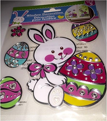Easter Bunny Egg and Flower Spring Window Cling Decorations