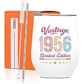 70th Birthday Gifts for Women Friends Wife Grandmother Best Gifts for 70 Year Old Woman 1956 Coffee Mug Wine Tumbler 70th Birthday Party Favors Turning 70 Mothers Day Stainless Steel 12 Oz Tumbler