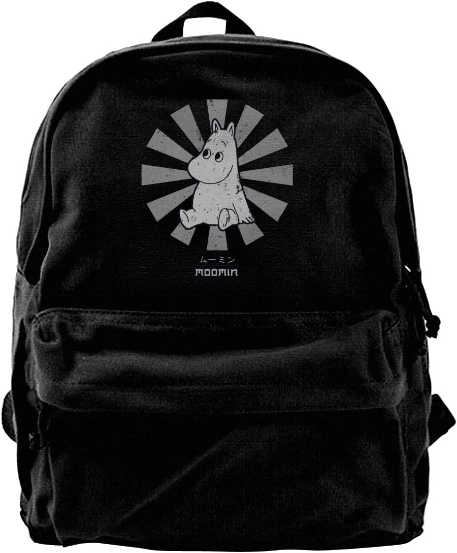 WUHONZS Canvas Backpack Moomin Retro Japanese Rucksack Gym Hiking Laptop Shoulder Bag Daypack for Men Women