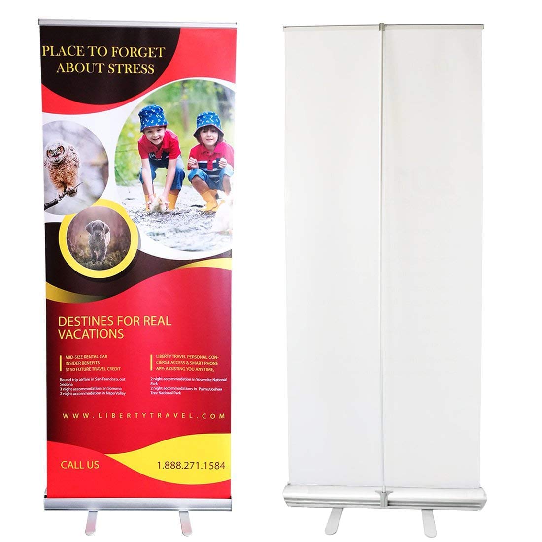 Retractable Roll Up Banner Stand Promotion Sign Holder For Trade